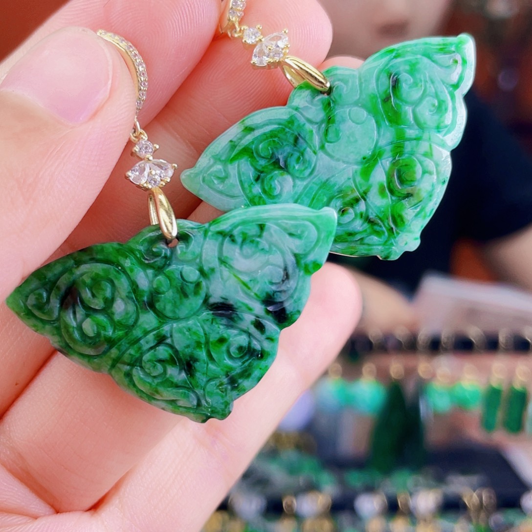 翡翠银S925镶嵌耳饰