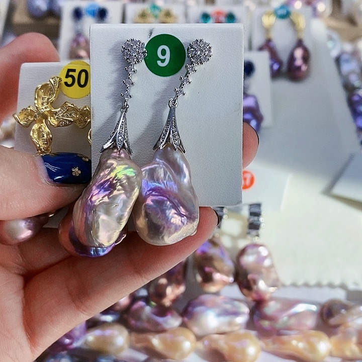 银S925镶嵌耳饰淡水珍珠富*羊