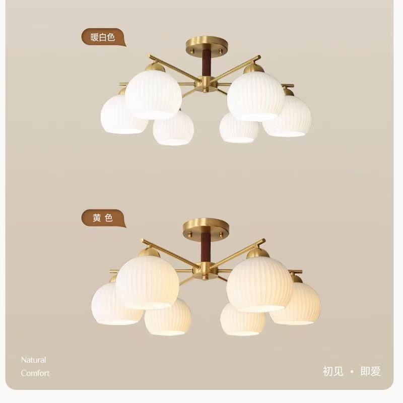 法式中古风客厅灯奶油风吊灯餐厅灯卧室灯简约LED大厅灯北欧