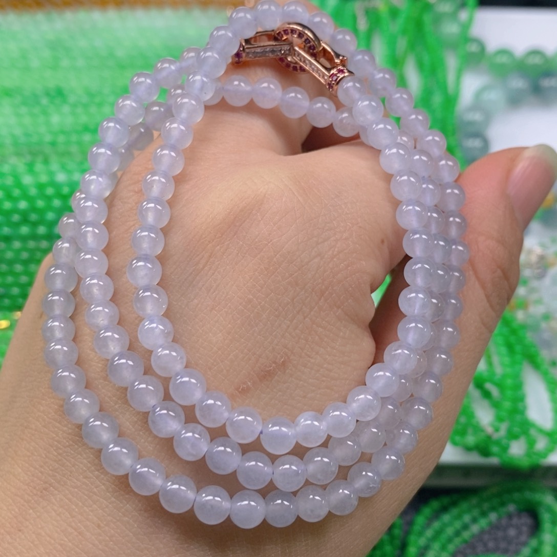 翡翠颈饰未镶嵌冰种紫项链5m' m