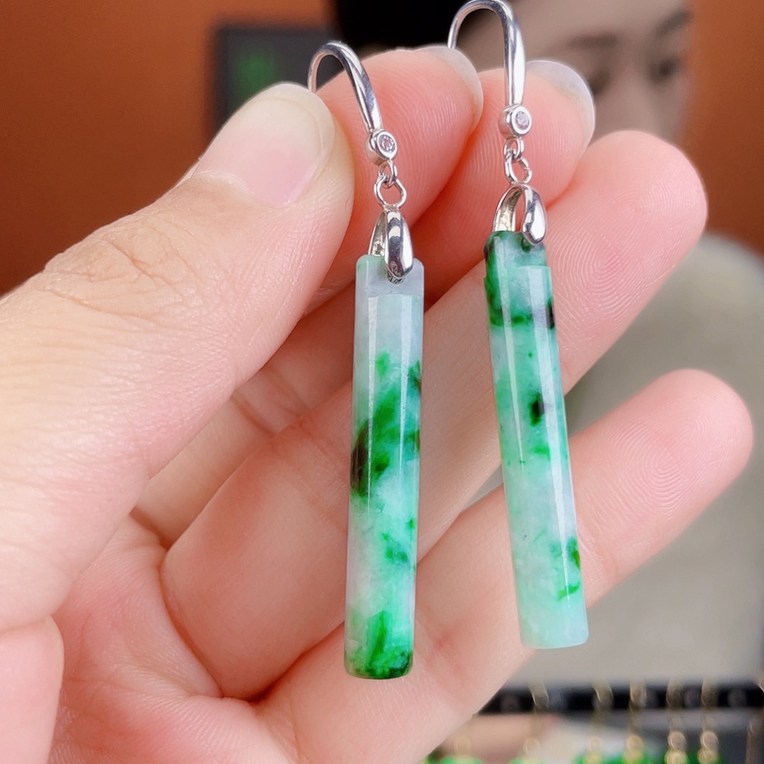 翡翠银S925镶嵌耳饰