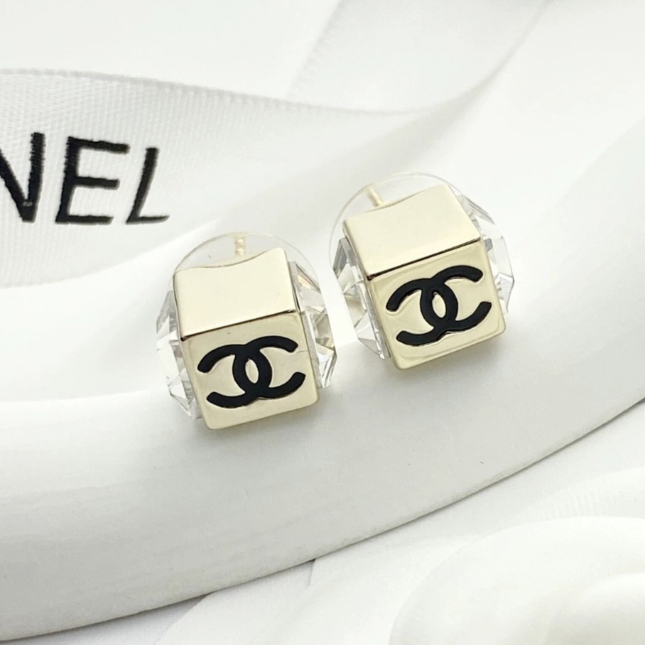 99新 Chanel/香奈儿 蓝总专场/金色方糖 耳钉 耳环