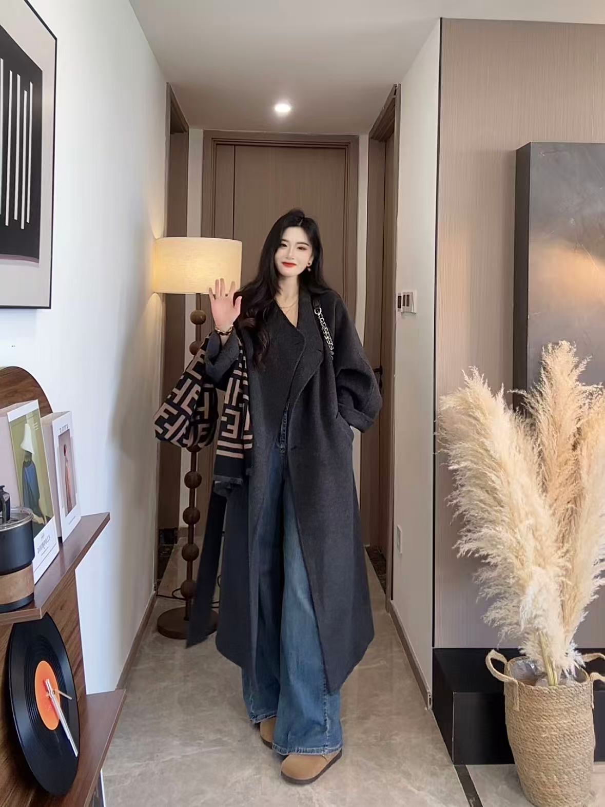 【人生大衣】插肩袖毛呢外套赫本风羊绒大衣赫本风秋冬中长款-25813