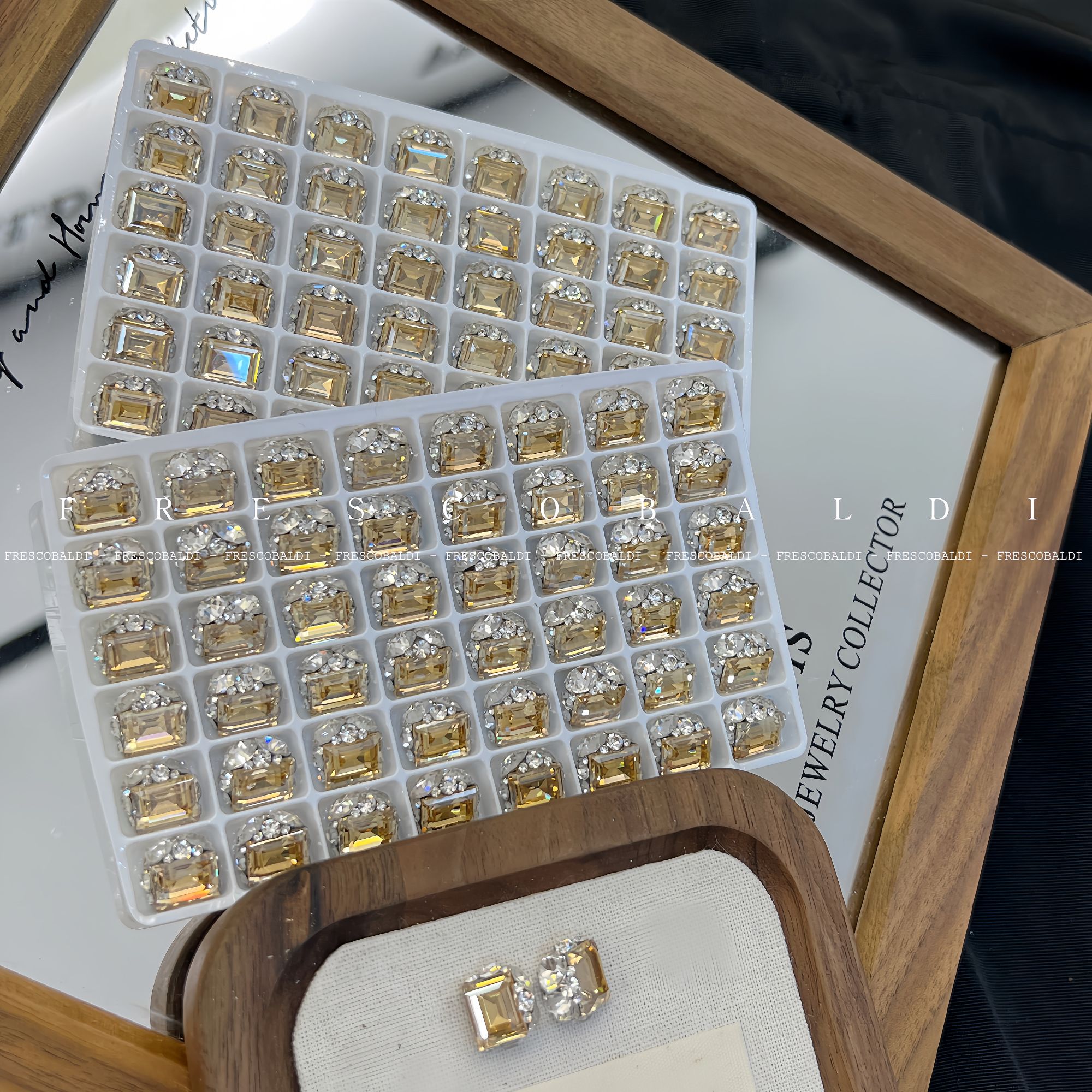 小颖美甲-2颗装香槟色方糖钻球美甲饰品堆钻11*12mm