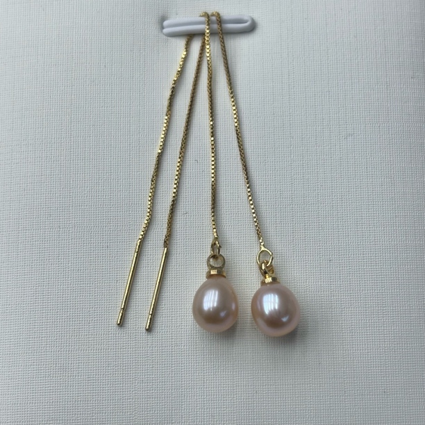 132-粉色珍珠耳线