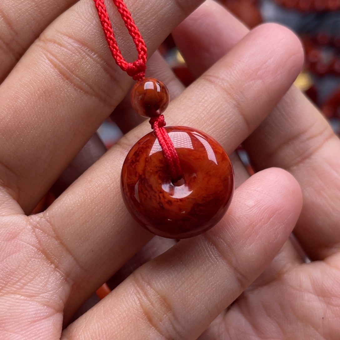 南红玛瑙未镶嵌珠宝奇石平安扣吊坠