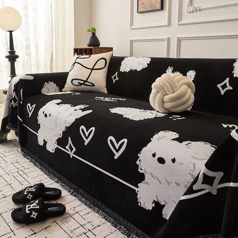 可爱宠物卡通沙发盖布巾一片式防滑防猫抓防灰尘四季通用沙发套罩