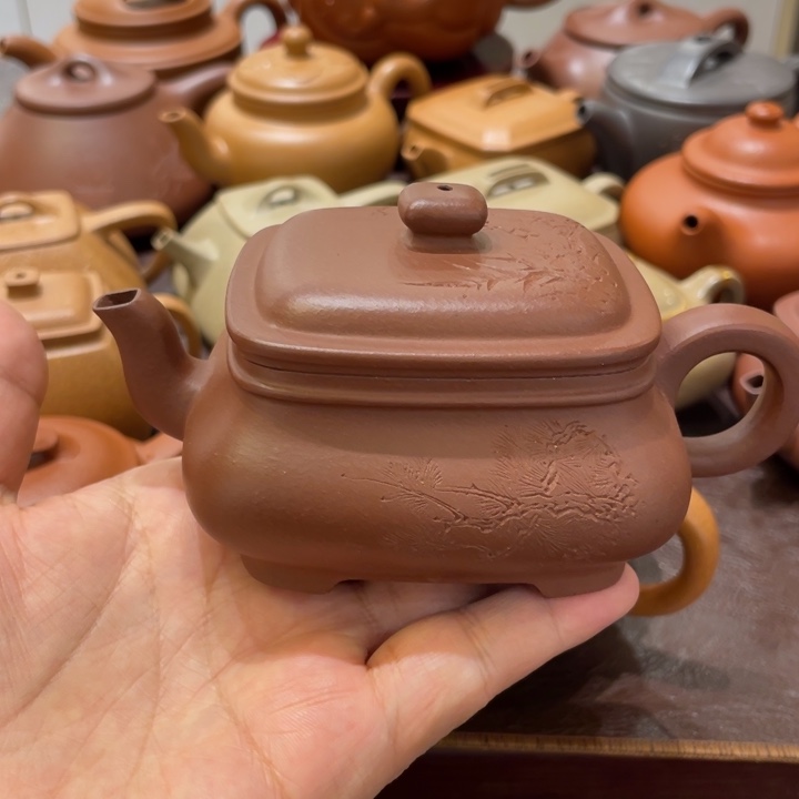 百***园紫砂茶壶玉炉，台希紫泥手工刻绘