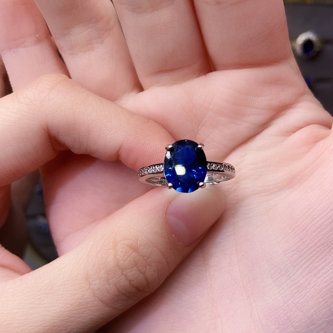 戒指银S925镶嵌蓝宝石