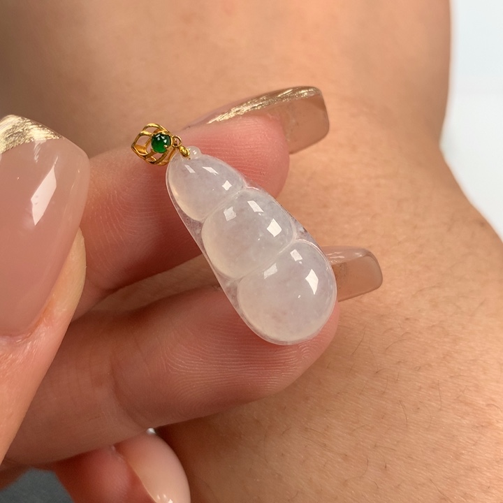 翡翠颈饰18K金镶嵌豆子