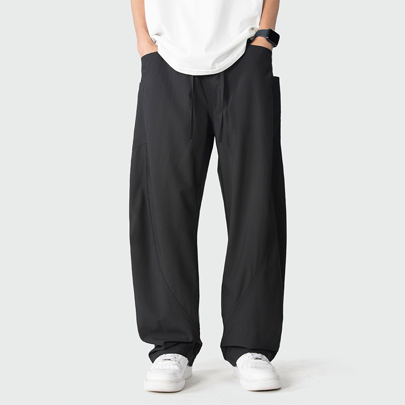 结构冰丝裤子男女同款夏季美式直筒宽松弯刀裤潮流垂感休闲裤新款