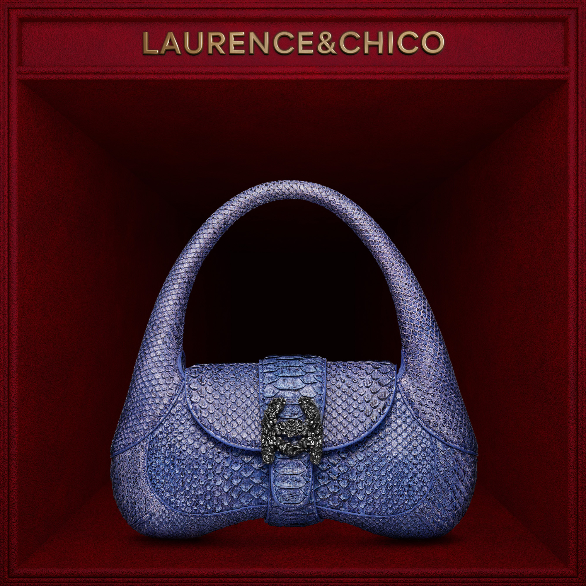 【CHICO专属】蓝紫蛇皮蝴蝶稀金包D2AE10322024