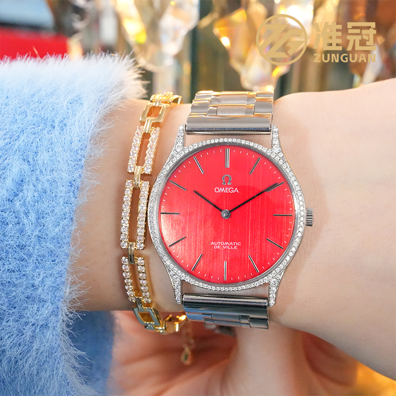 95新 Omega/欧米茄 33.5mm机械MR4061蝶飞后钻瑞士名表