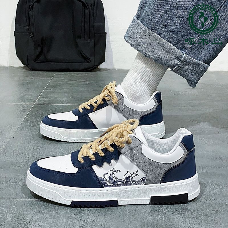 啄木鸟潮流百搭厚底板鞋2024春季新款男鞋透气时尚男款运动休闲潮