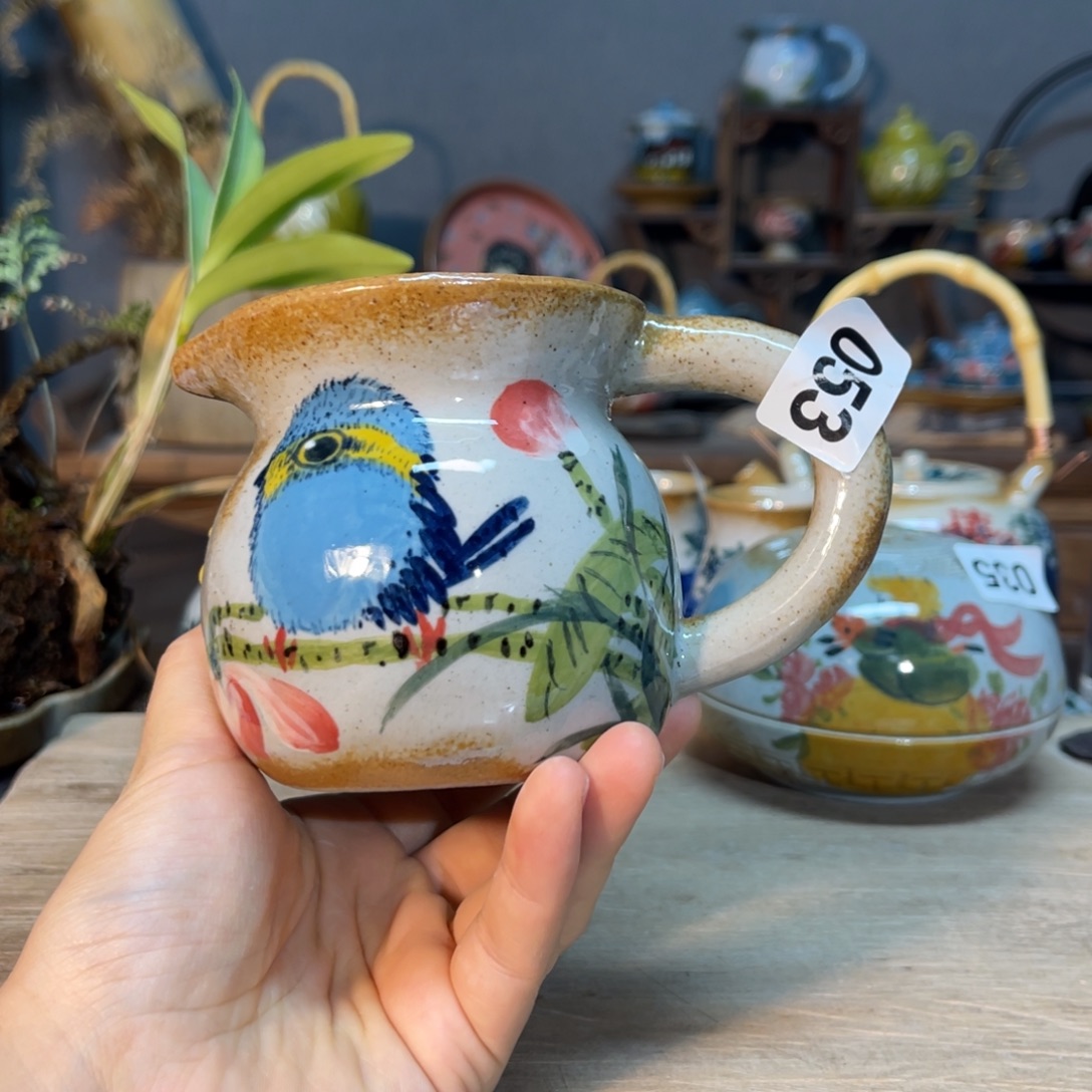 壶素浅陶瓷手工手绘