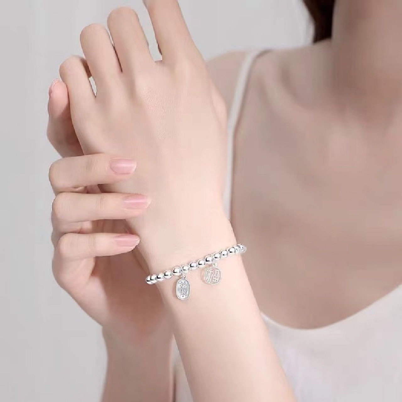 铜合金亚克力手链 女生复古七夕招财手串纳福招财简约百搭礼物