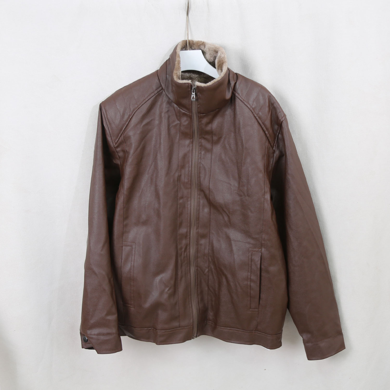 男女同款高颜值宽松加绒保暖韩版立领皮衣设计感男友风外套6C944