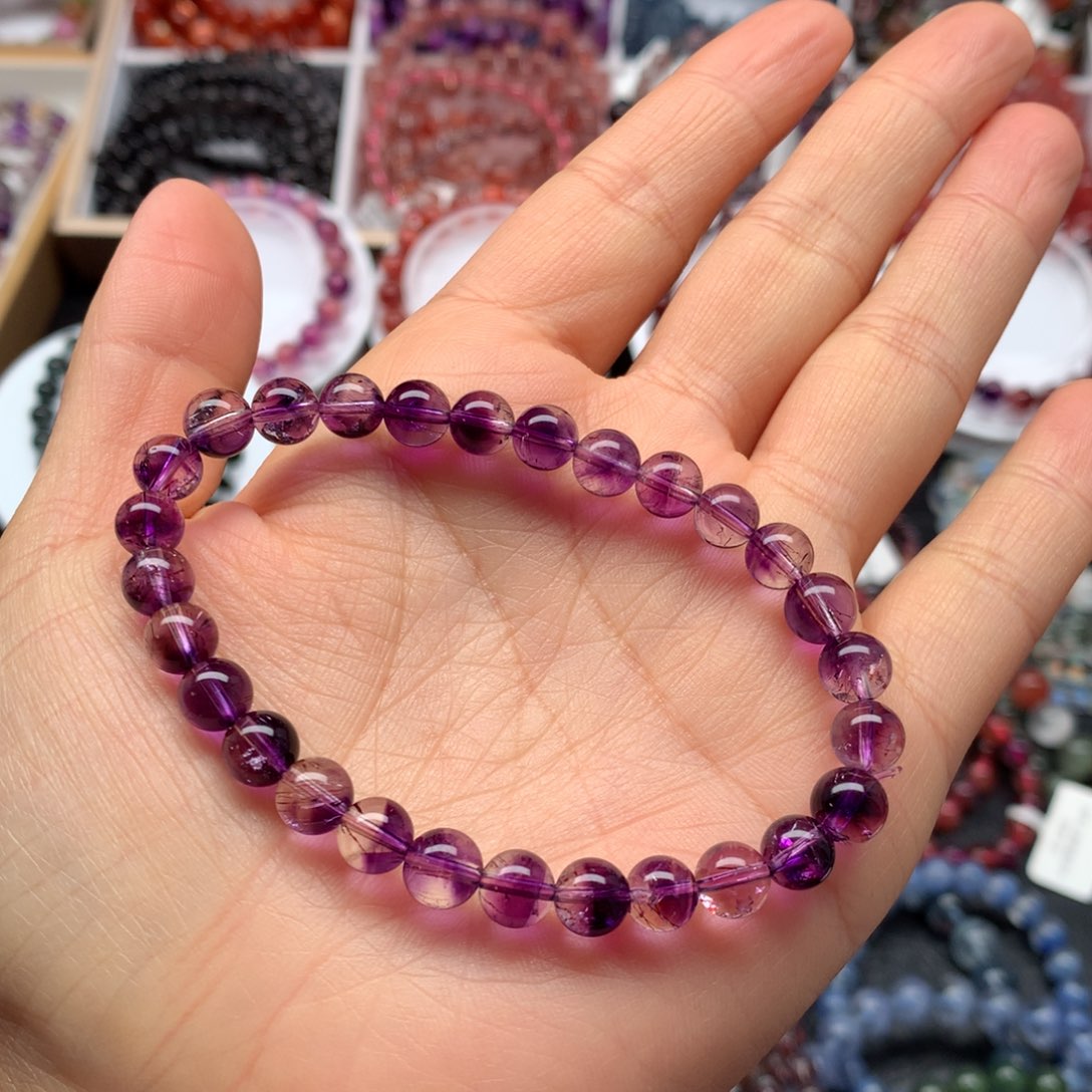 水晶手链未镶嵌紫发超七6.8