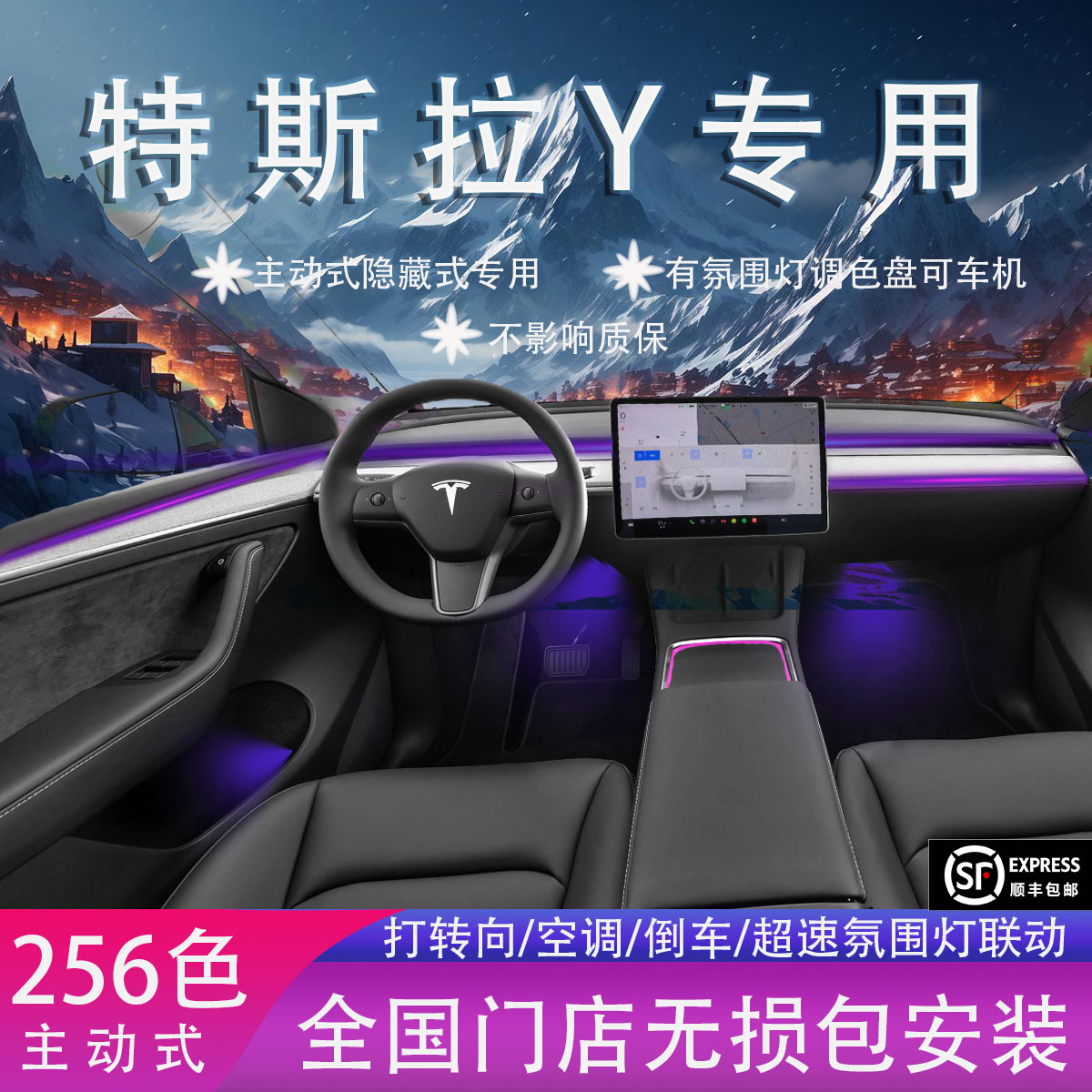 ModelY专用车内免吉利奥迪吉利吉利东莞氛围灯幻彩比亚迪海豹06