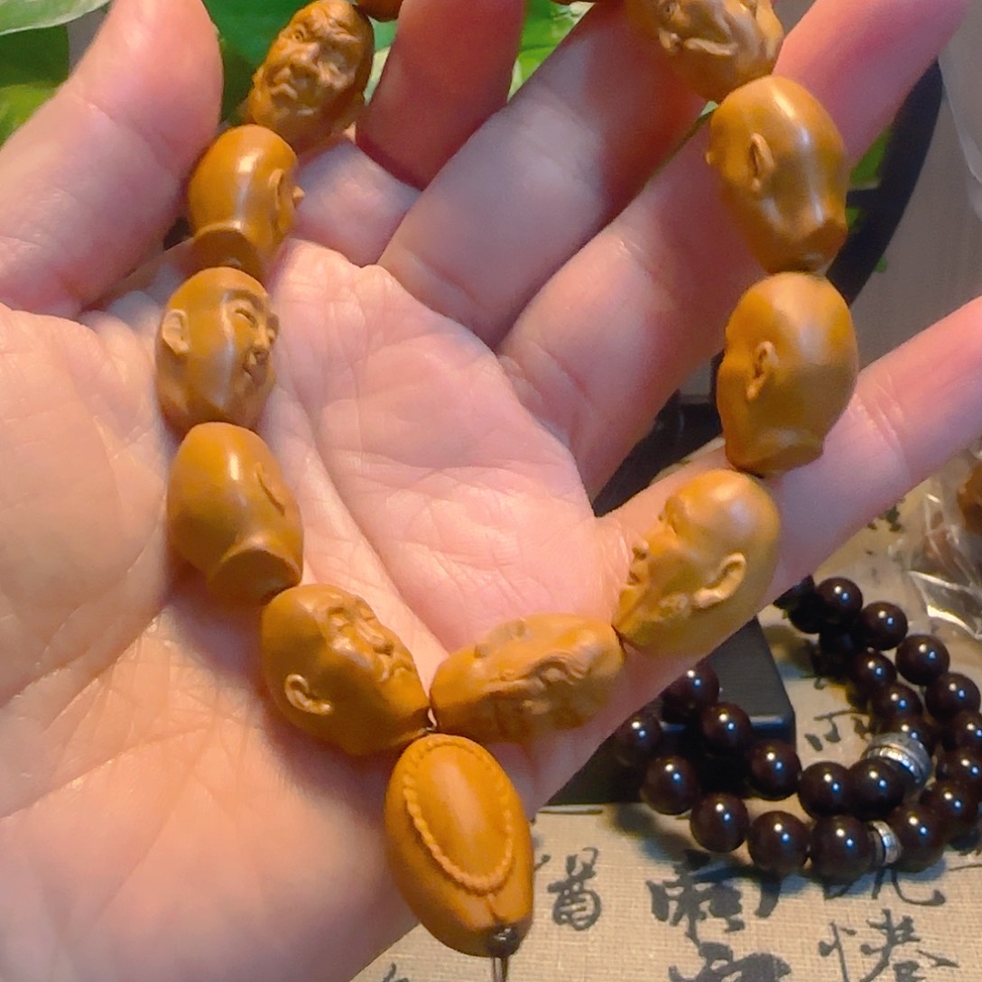 橄榄核手串/手链橄榄雕12尊者手持