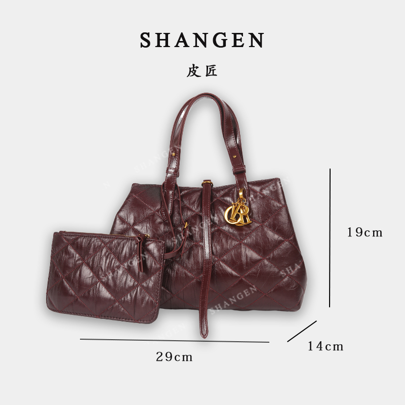 【尚恩CC】SKL-5372-酒红-轻奢女士新款手提购物袋包