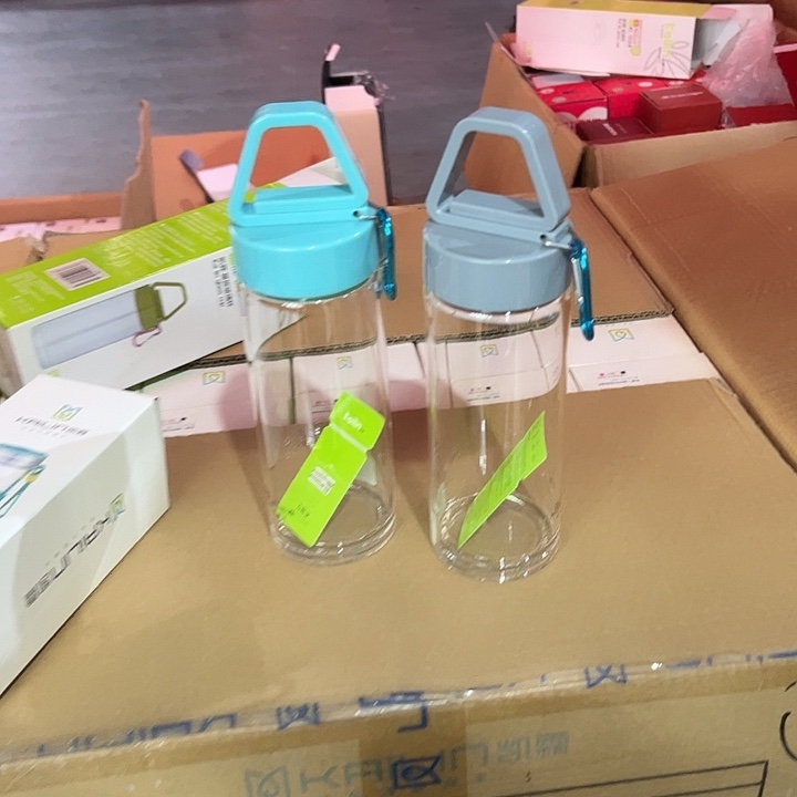 剀霖单层烫手玻璃杯提环玻璃杯颜随机蓝色或者灰色