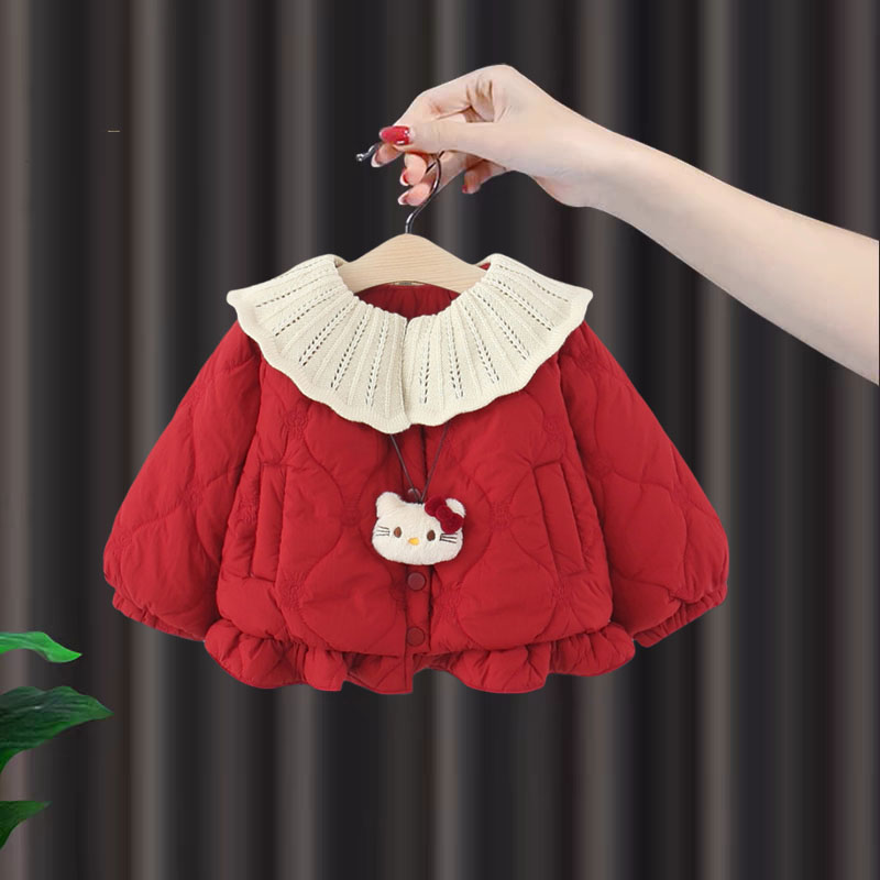 女童冬装棉袄外套公主儿童凯蒂猫棉服女宝宝夹棉衣服冬季加厚保暖