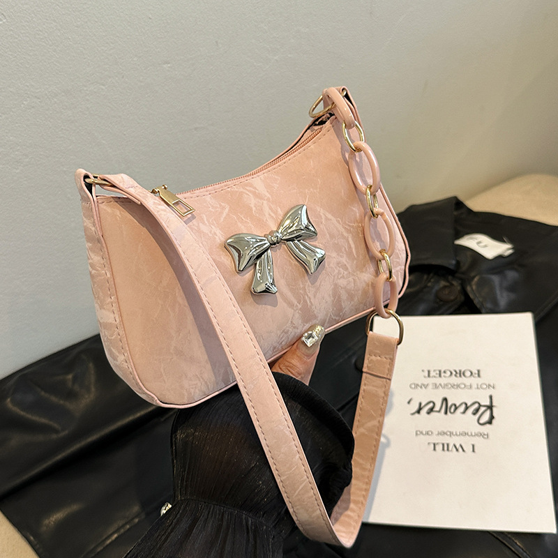 腋下包女2024冬季新款感洋气单肩包网红爆款时尚蝴蝶结链条包女包