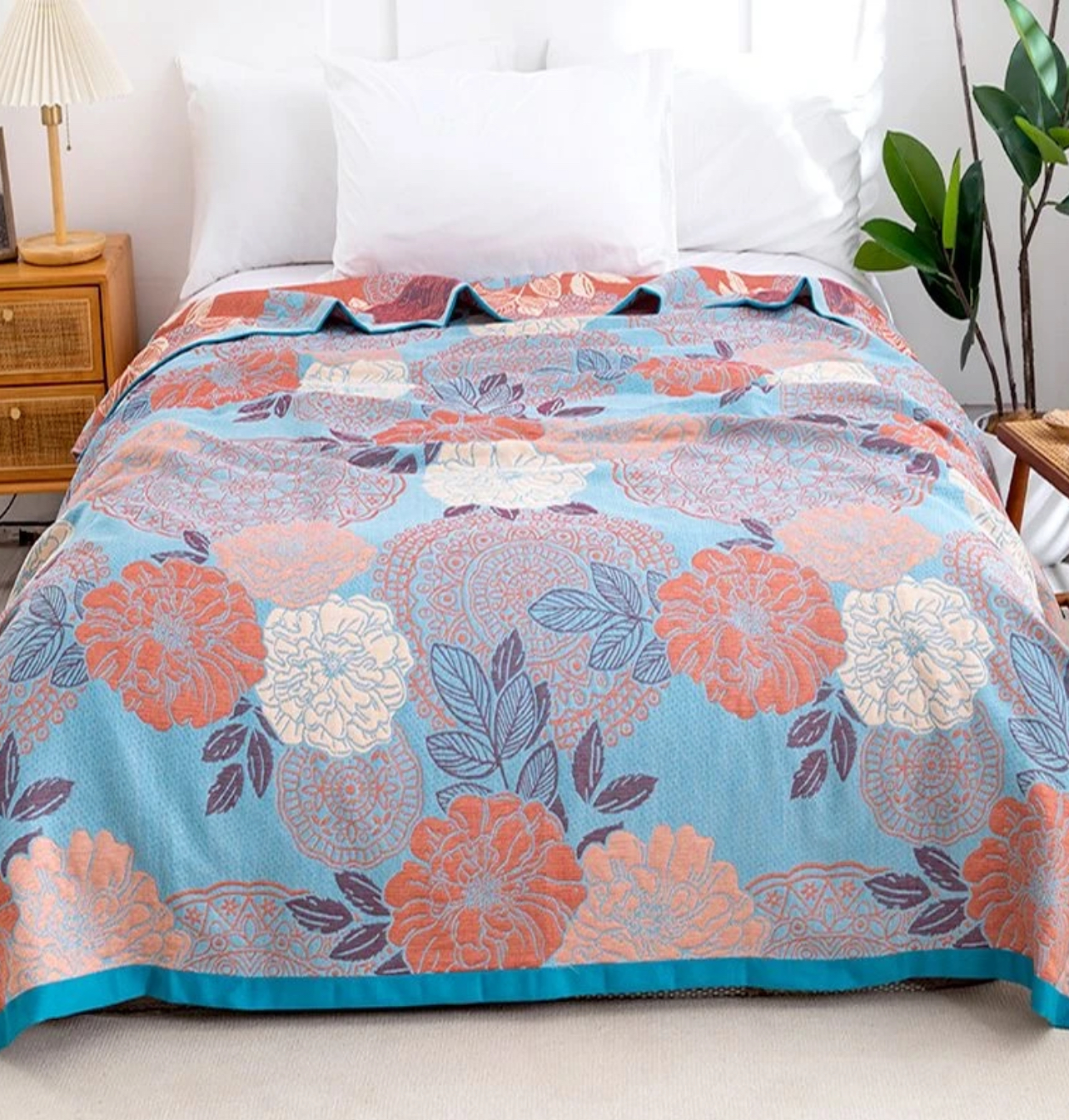 【盖毯】四季通用多层纱布200*230cm 花好月圆