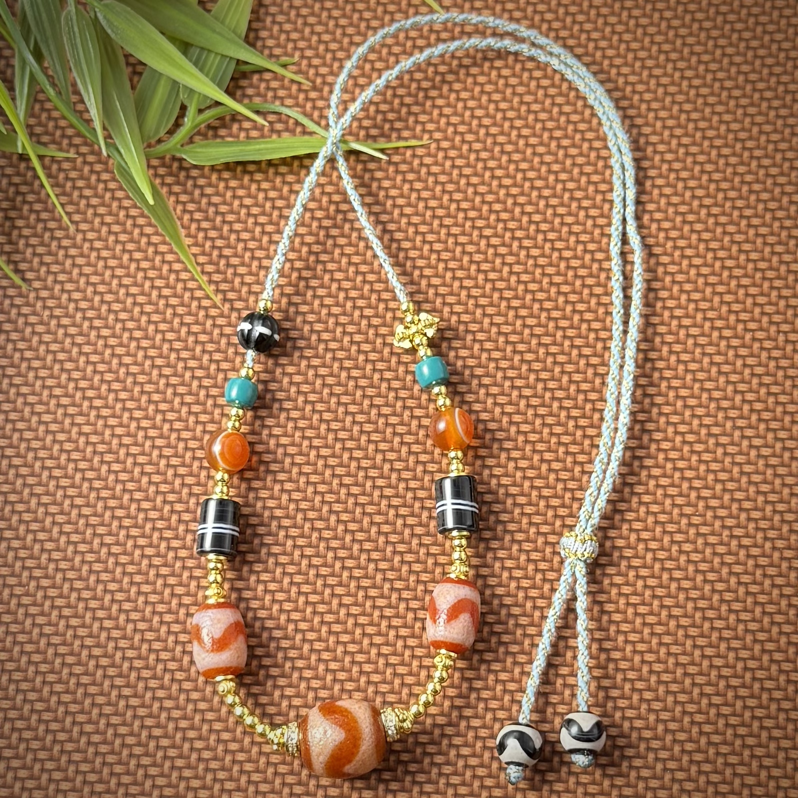 【老佛爷】2713-虎牙天珠玛瑙锁骨链