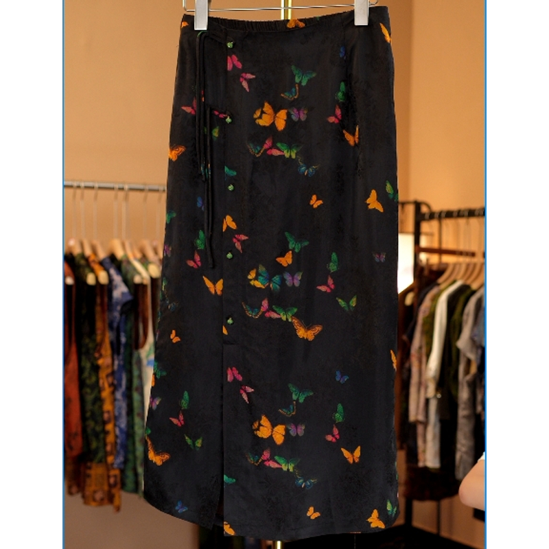 时尚气质显瘦中式流苏蝴蝶提花阔太太半身裙2609