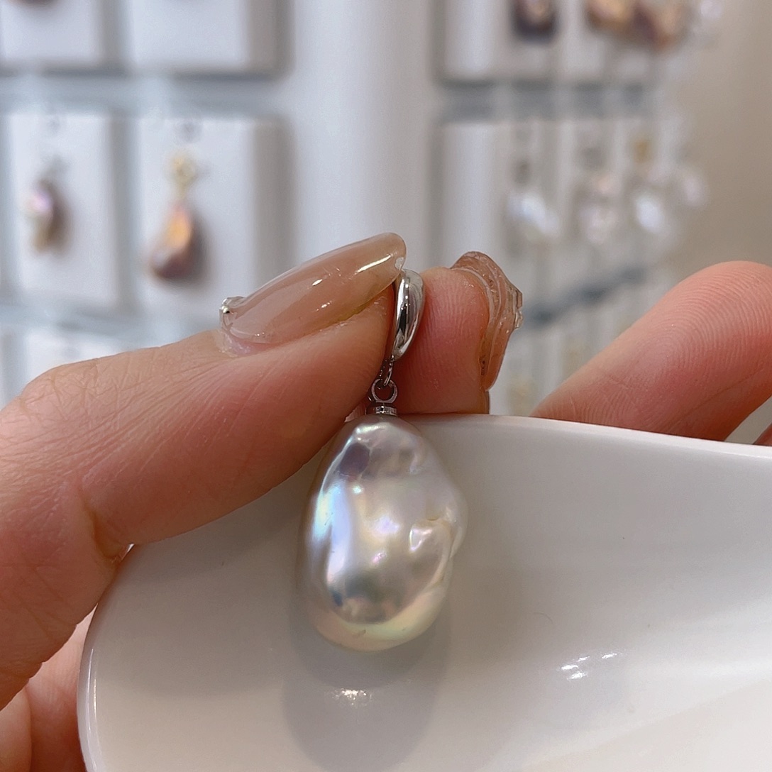 淡水珍珠天然珍珠巴洛克银S925镶嵌