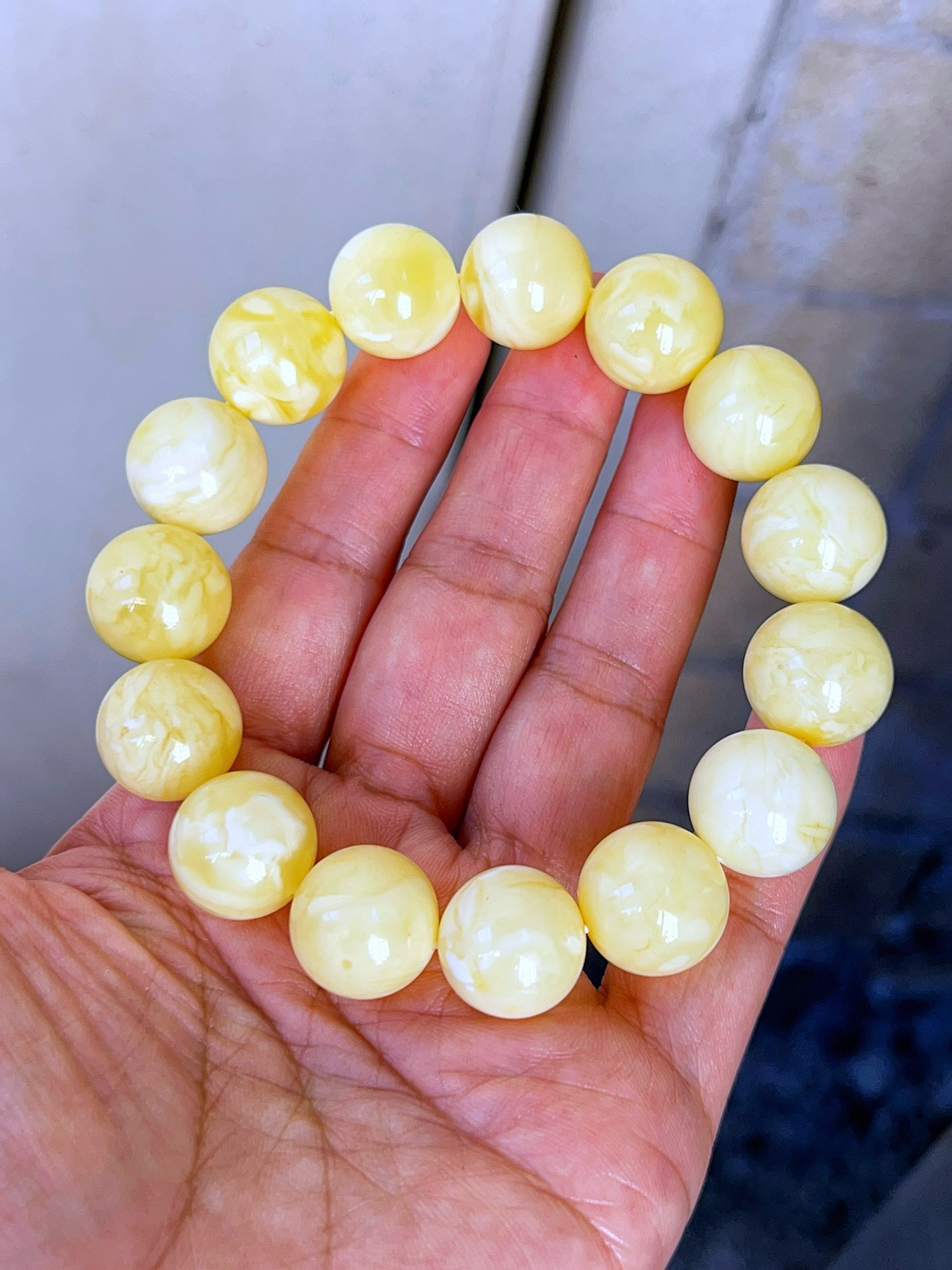 15+头货白蜡圆珠手串