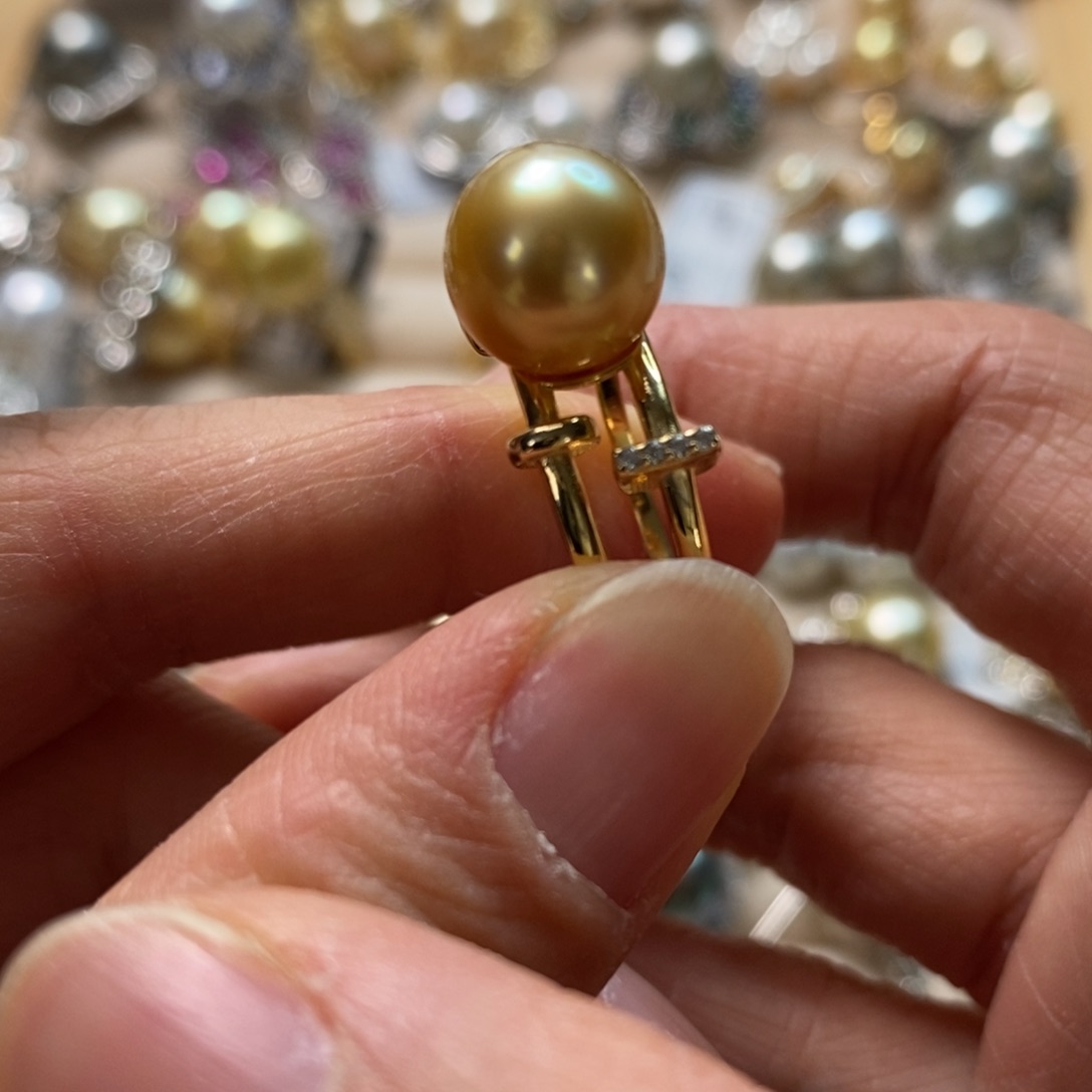 海水珍珠戒圈银S925镶嵌