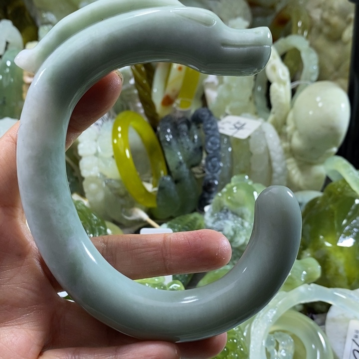 岫玉未镶嵌岫玉手把