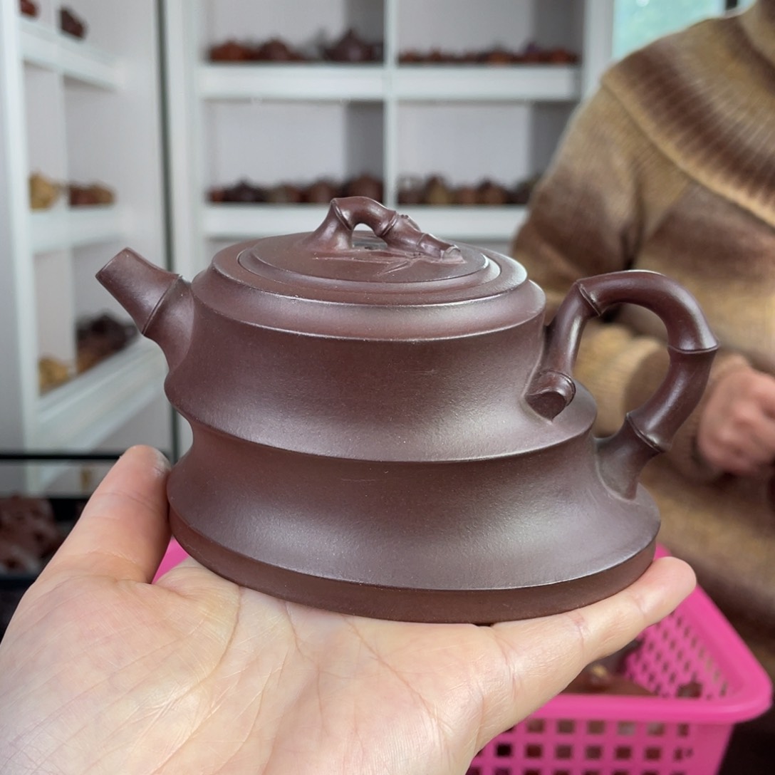 紫砂茶壶紫泥斜竹260cc