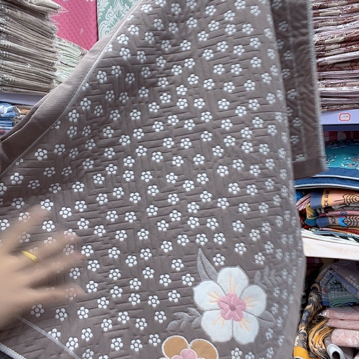 棉咖色小梅花纯棉