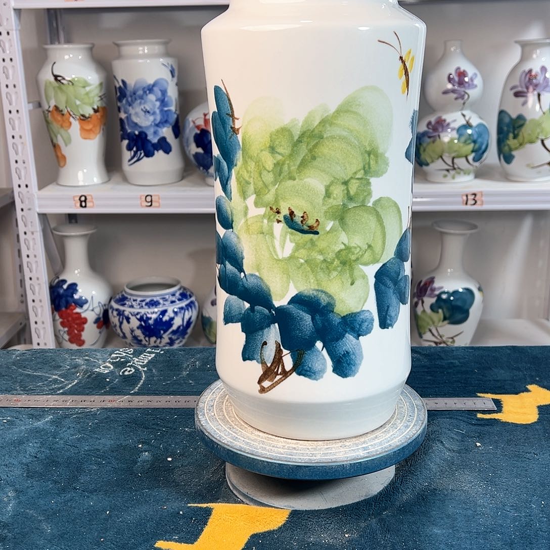 摆件景德镇陶瓷书绿牡