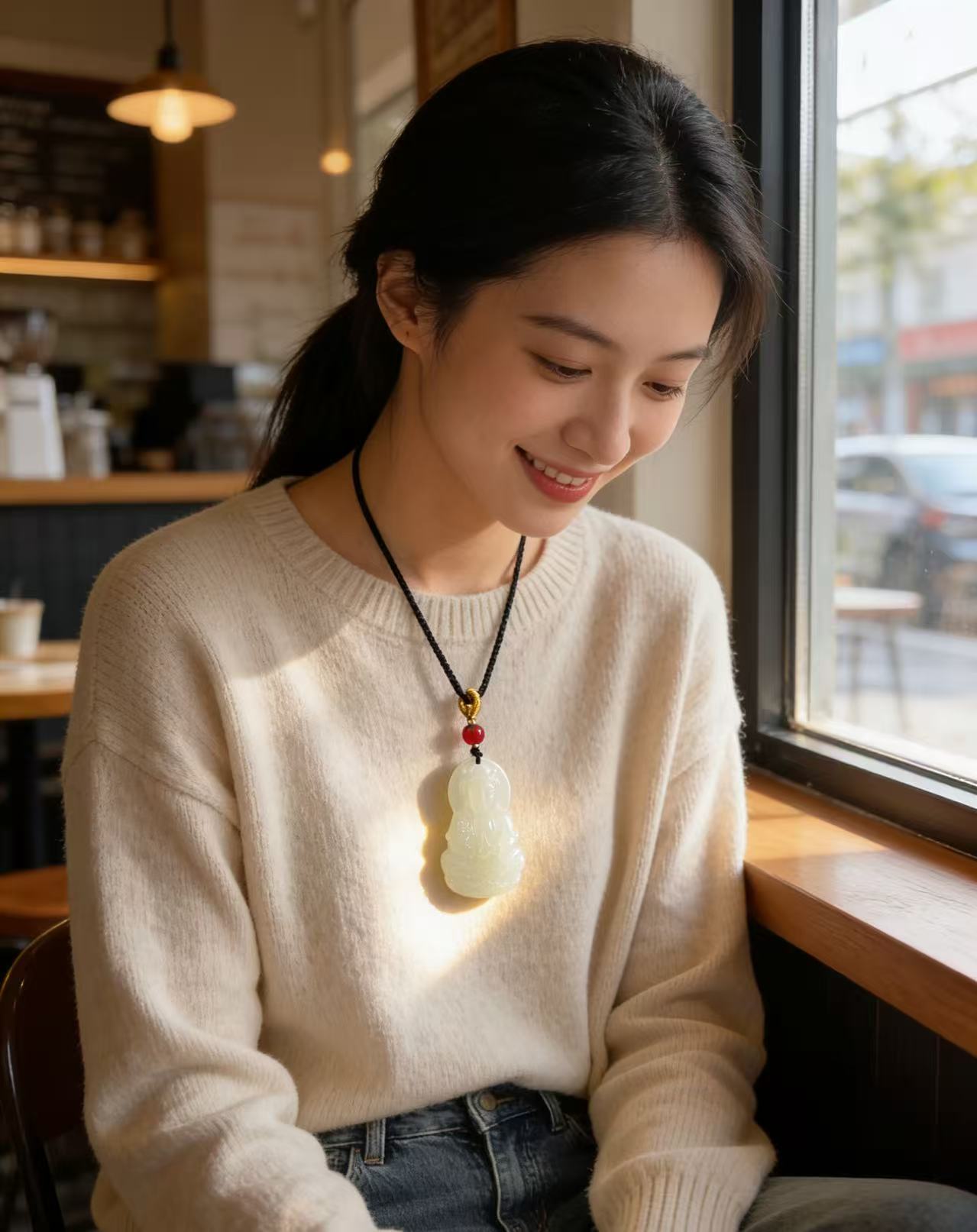 青海山料气质百搭男女款观音护身符