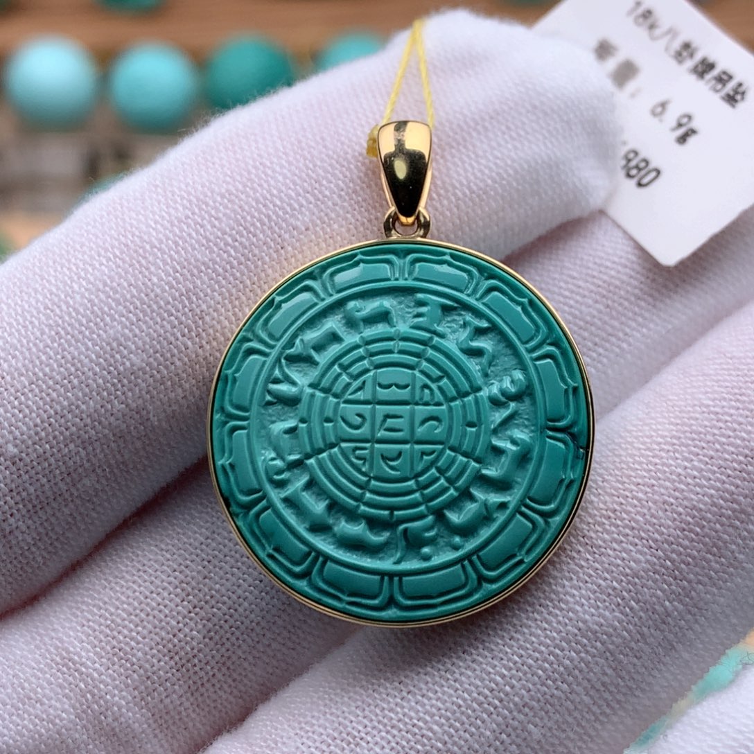 绿松石18K金镶嵌珠宝奇石