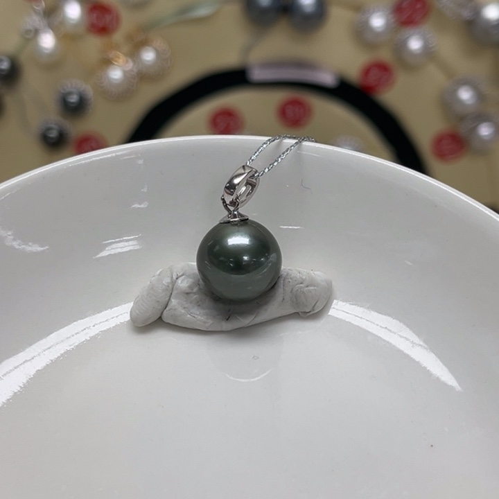 颈饰海水珍珠银S925镶嵌大溪地11-12mm 17号