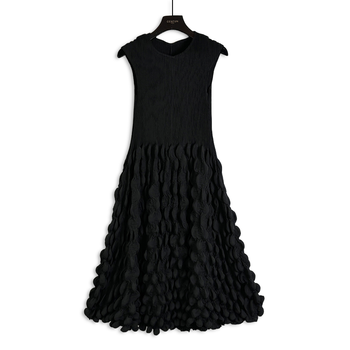 【CENFUN】306*2025春夏黑色透气休闲短袖长裙E00267