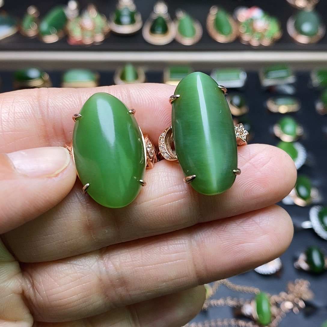 和田玉（碧玉）戒指银S925镶嵌西**姐