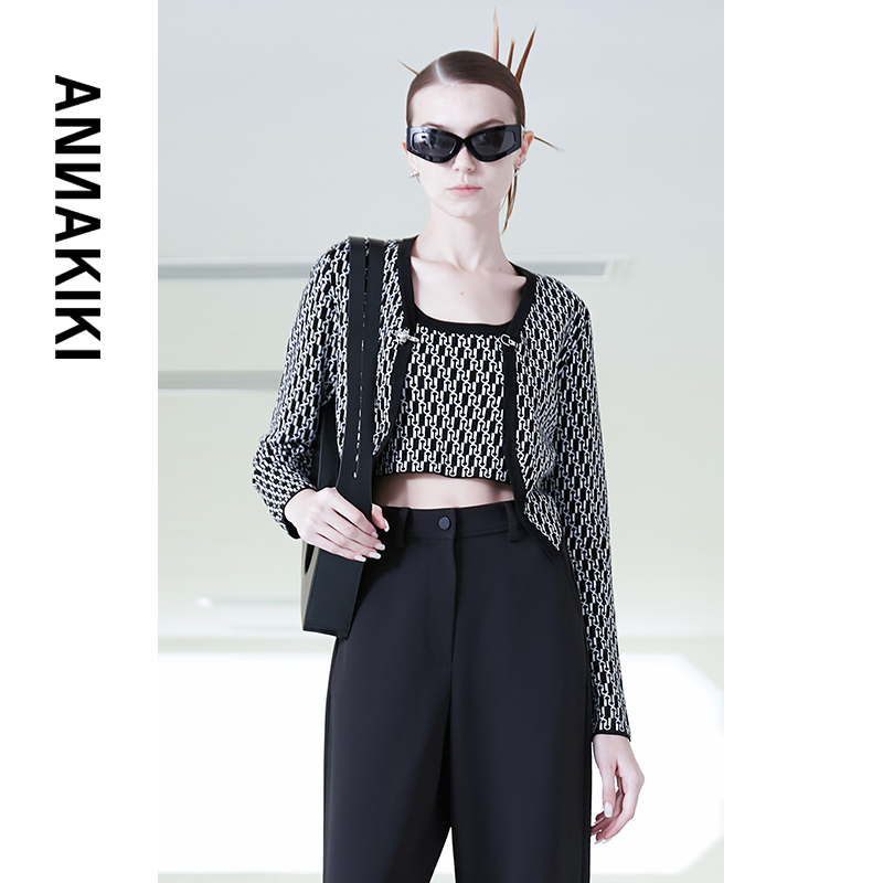 ANNAKIKI 经典LOGO提花星型下摆长袖开衫 3C2B0721H528