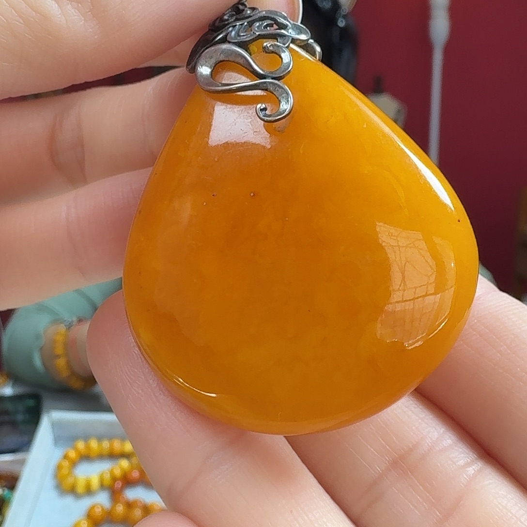 蜜蜡银S925镶嵌吊坠(不含链)吊坠