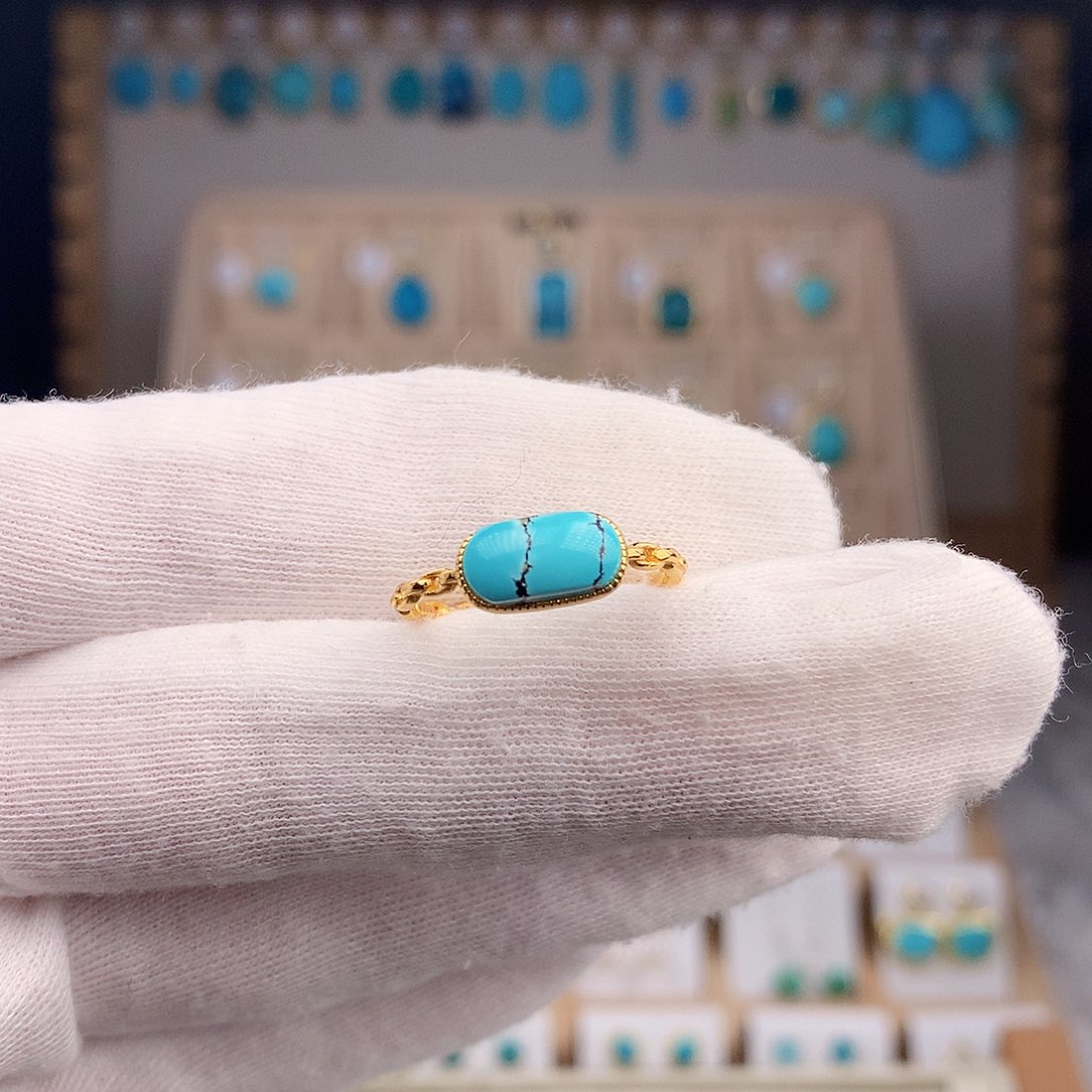 绿松石戒指银S925镶嵌