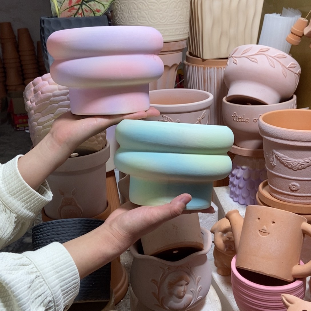 17×12甜甜圈（粉+绿）粗陶2个