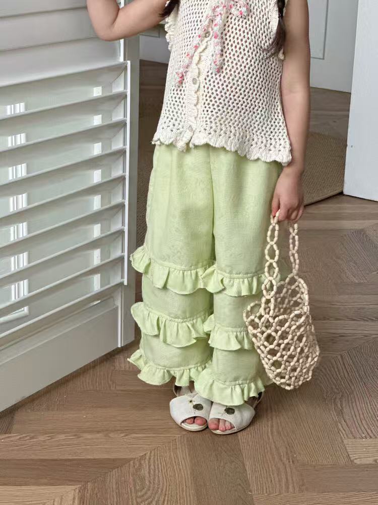 女童长裤花边裤阔腿裤春夏新款童装洋气百搭