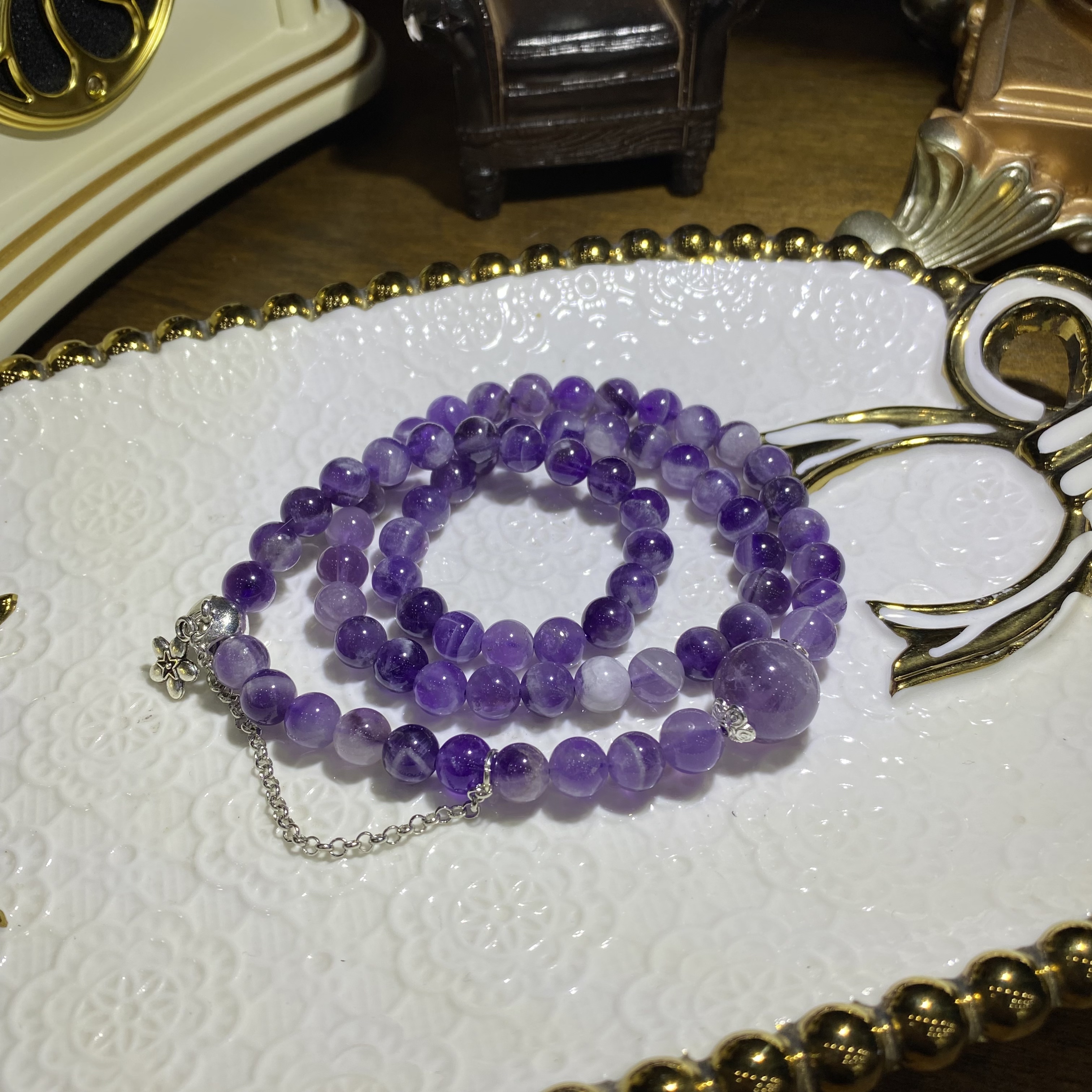 V228-老矿料天山紫梦幻紫水晶手链设计款-多样性发其一