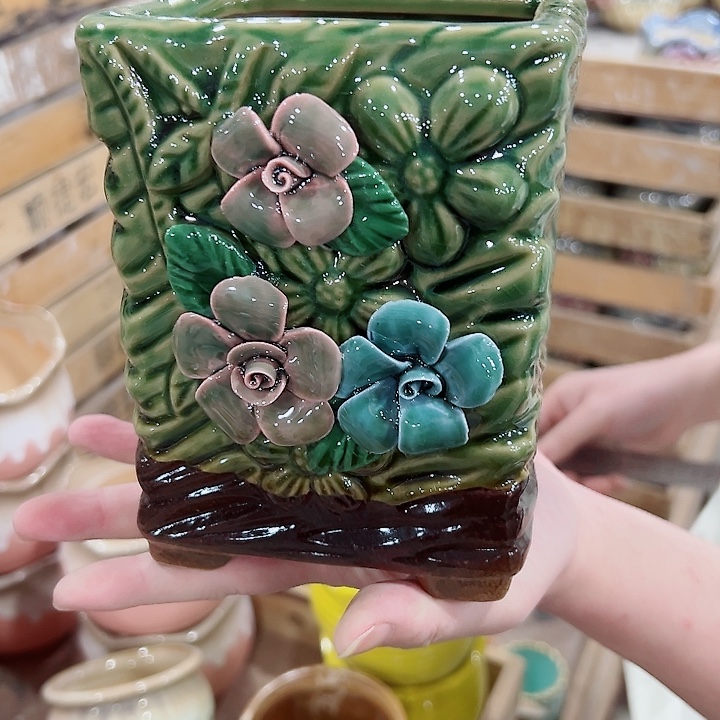 有孔.凑满10元发货多肉陶瓷花盆！